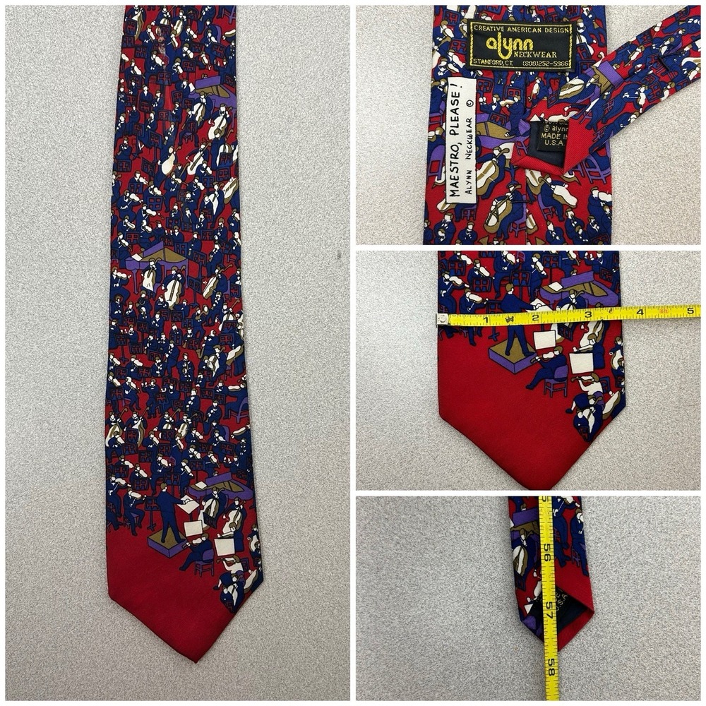 ALYNN NECKWEAR "MAESTRO, Please!" 100% Silk Made In The‎ USA Music Orchestra 58"